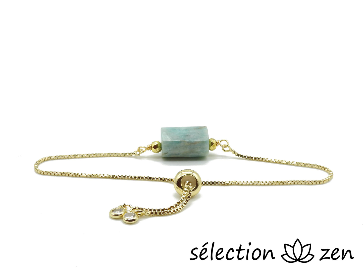 selection zen bracelet réglable doré amazonite