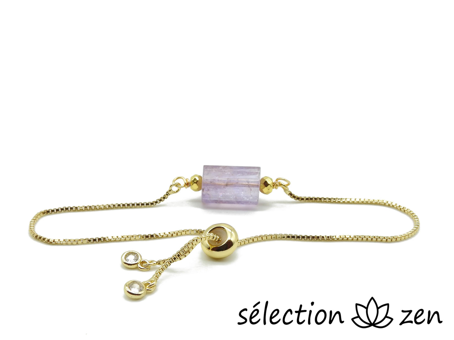 selection zen bracelet réglable doré améthyste