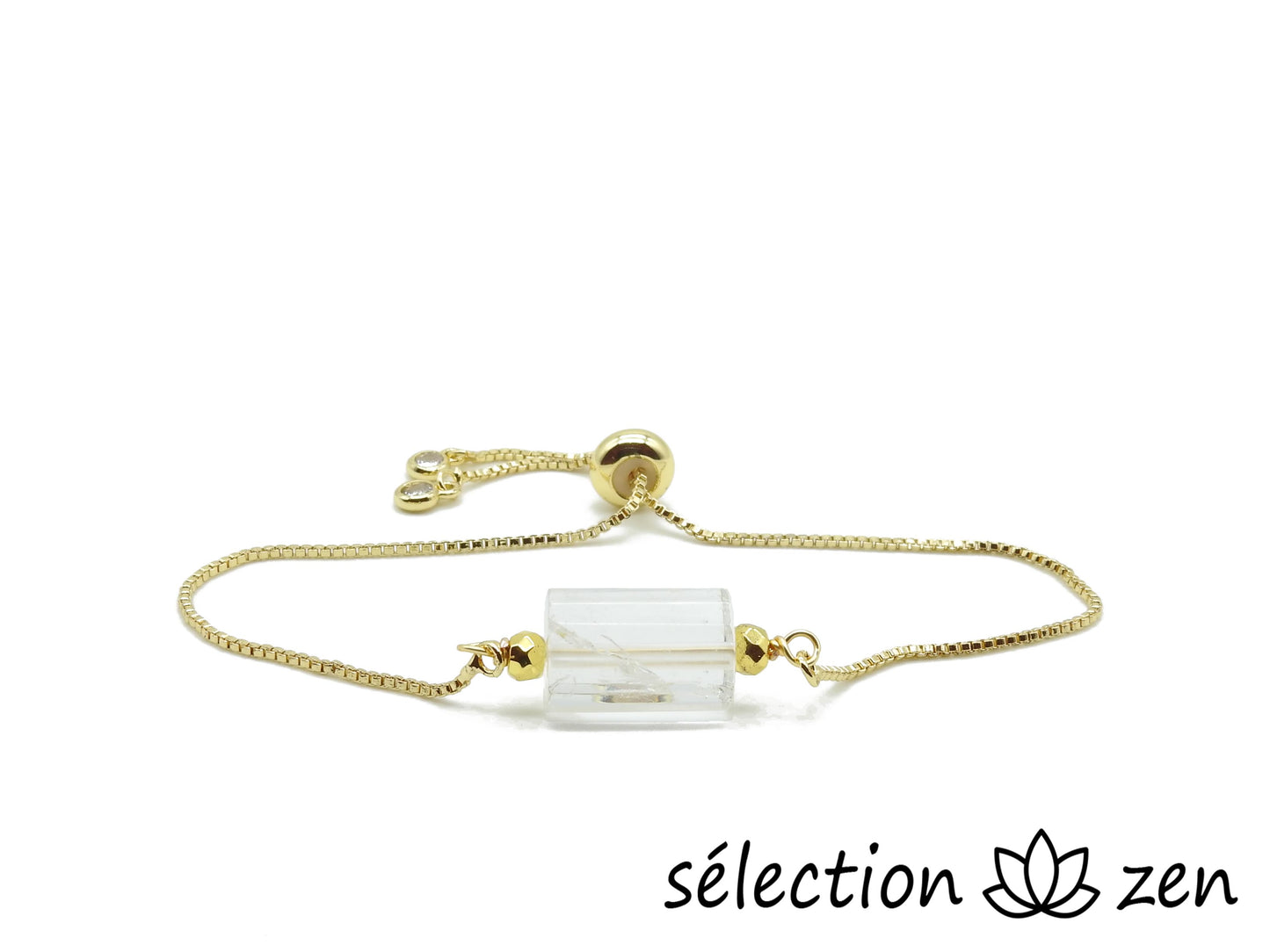 bracelet réglable doré cristal de roche selection zen