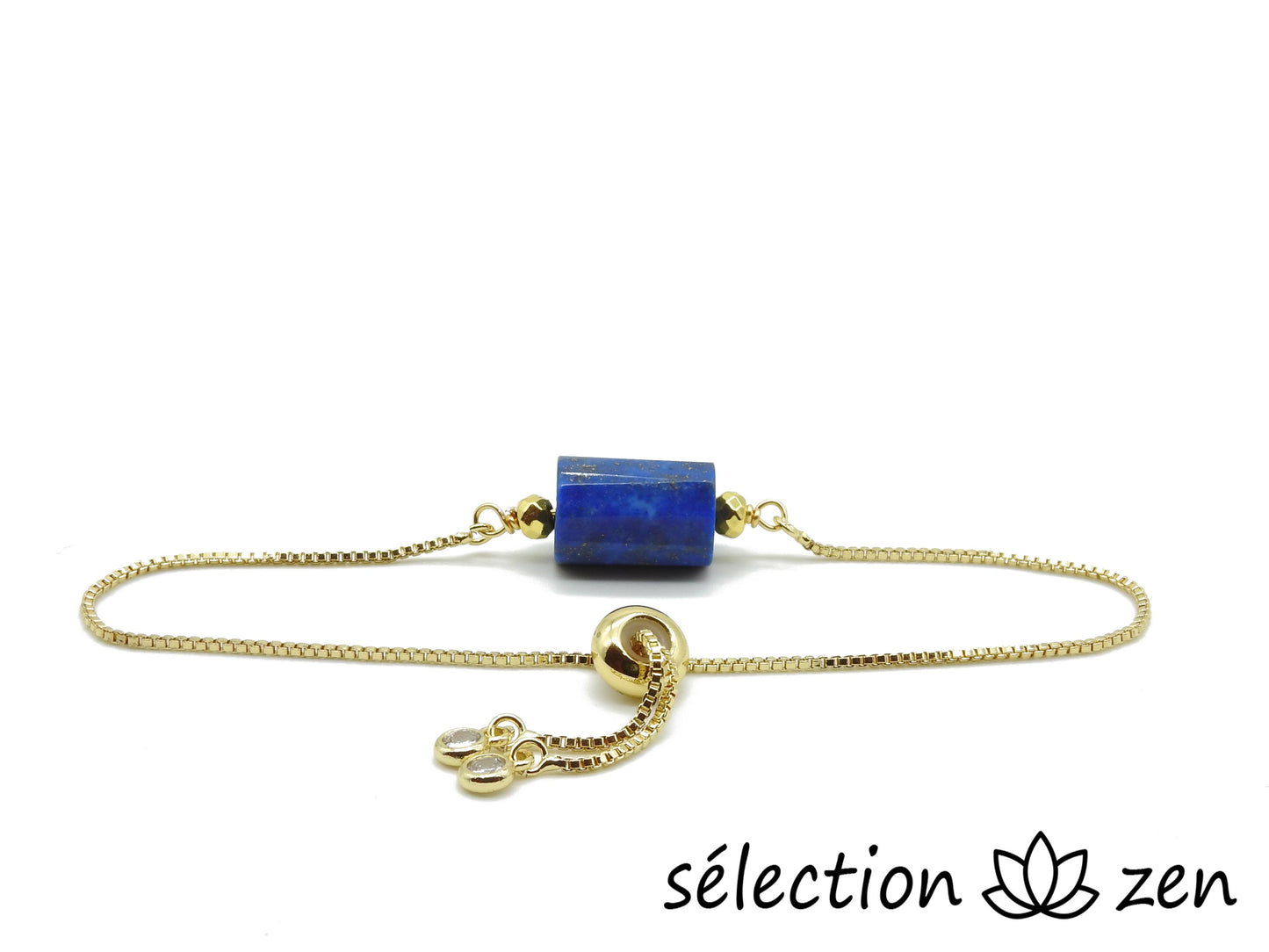 selection-zen bracelet réglable doré lapis lazuli