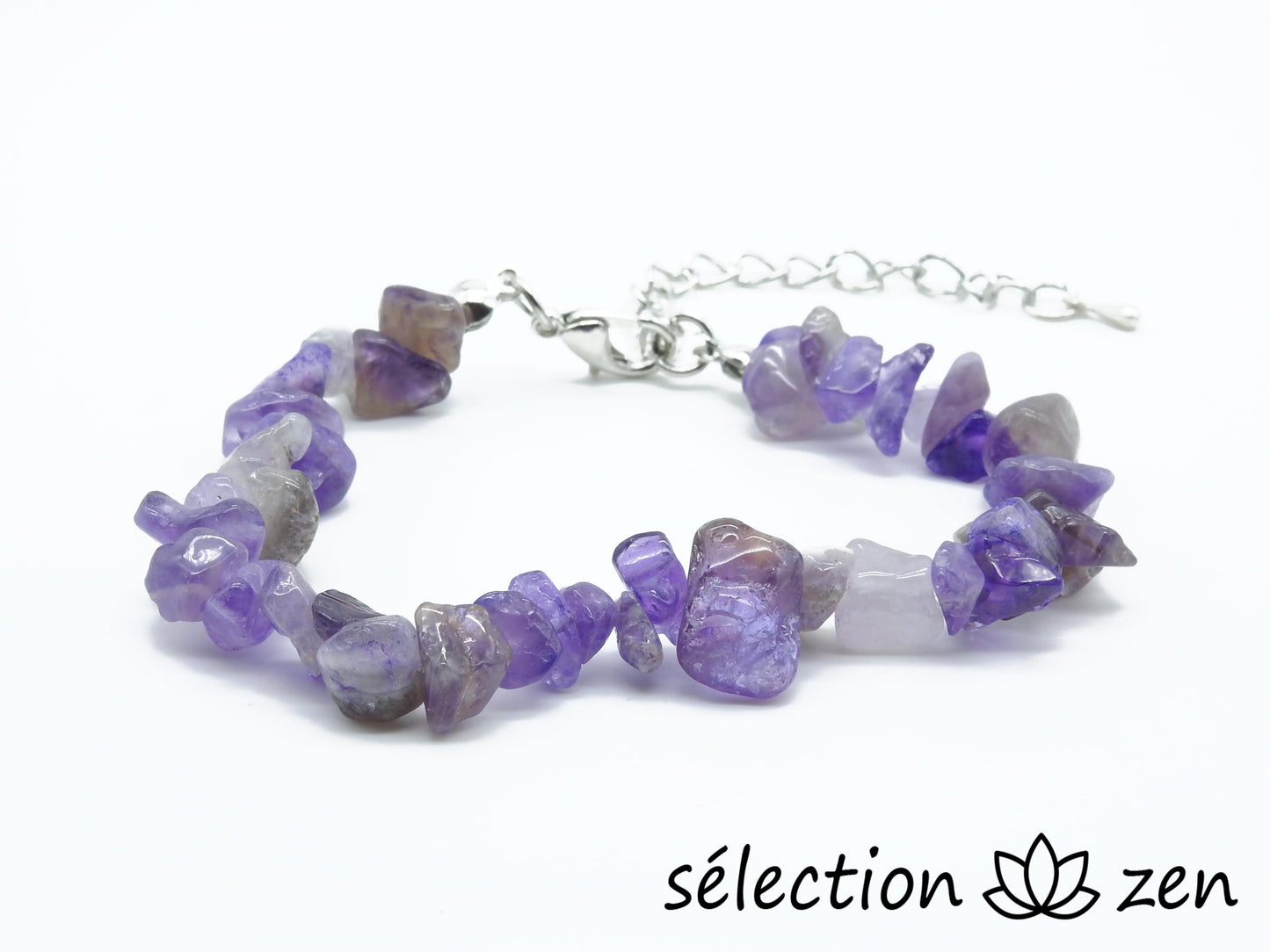 bracelet améthyste réglable argenté pierres irrégulières selection-zen