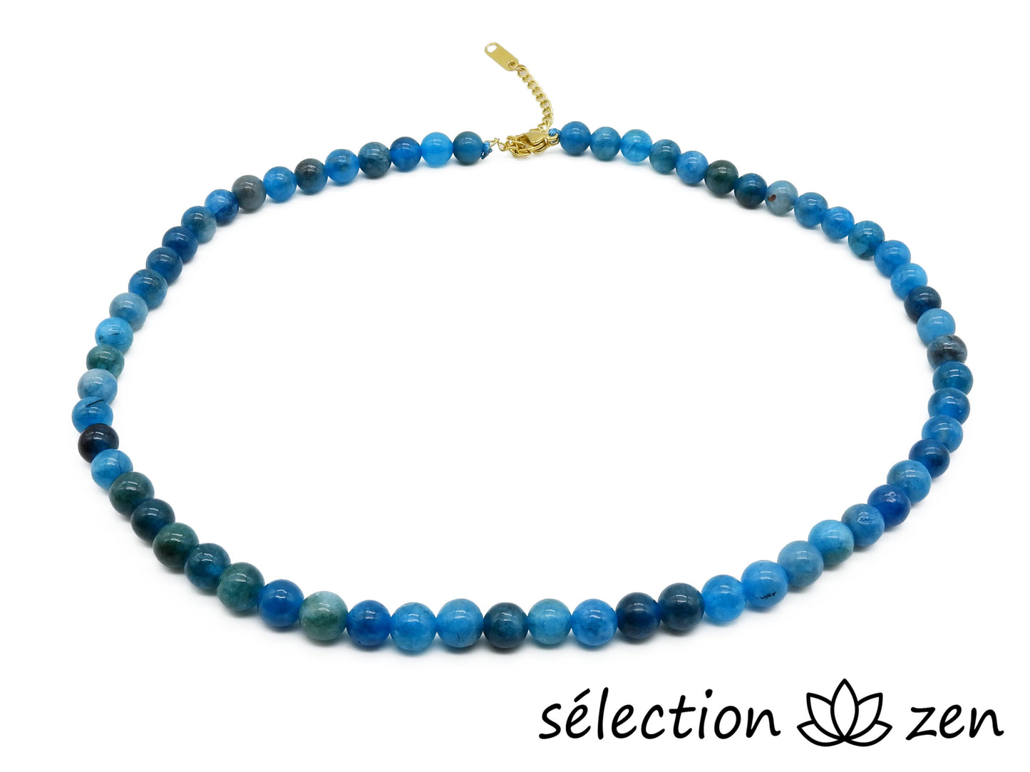 selection-zen collier apatite 6mm chaine dorée