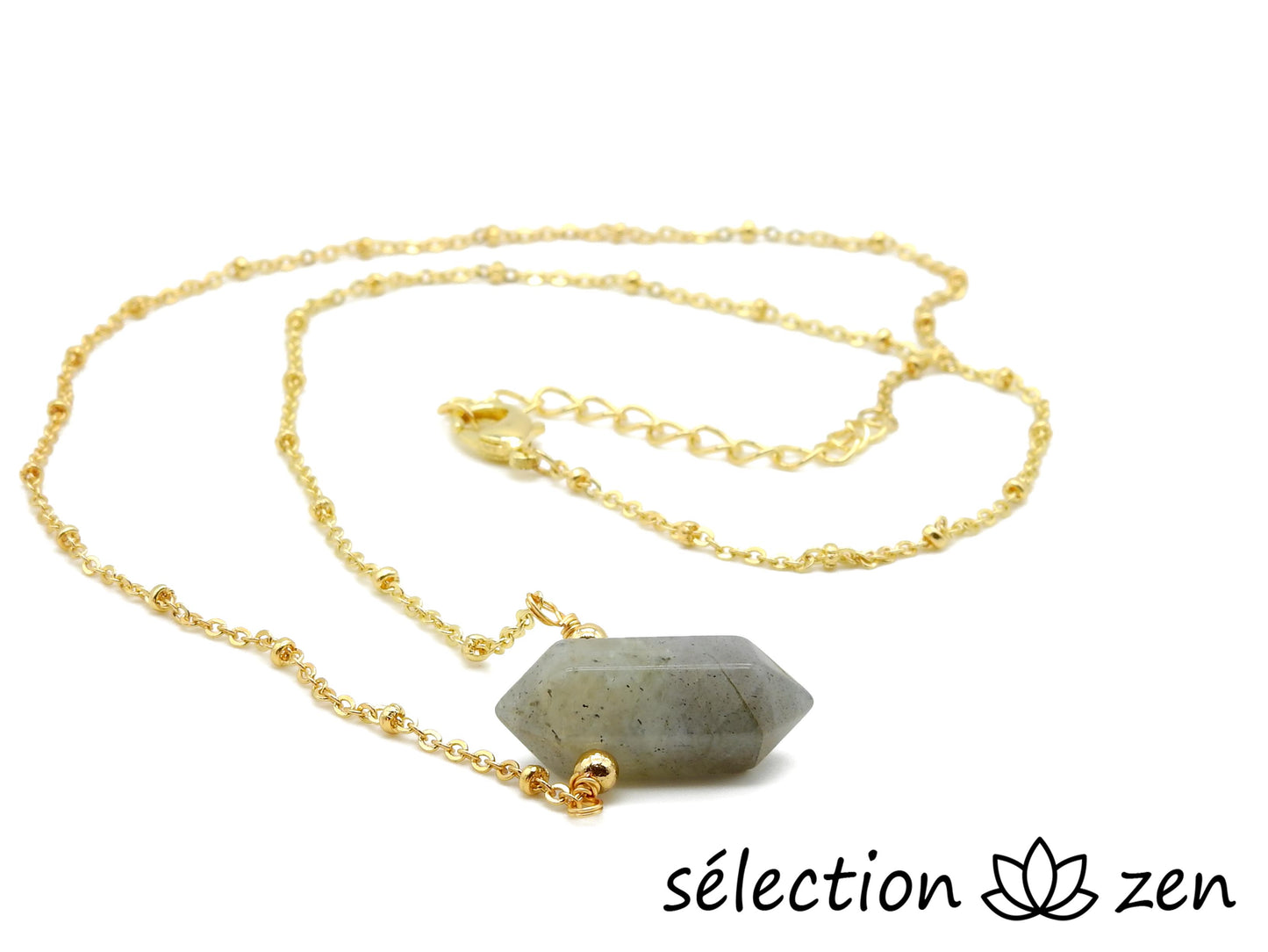 selection zen collier doré labradorite double pointe