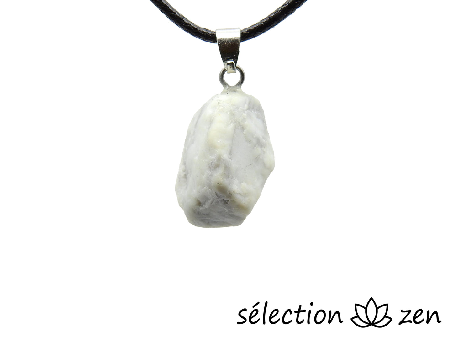 selection-zen collier avec pendentif minerai brut howlite blanche