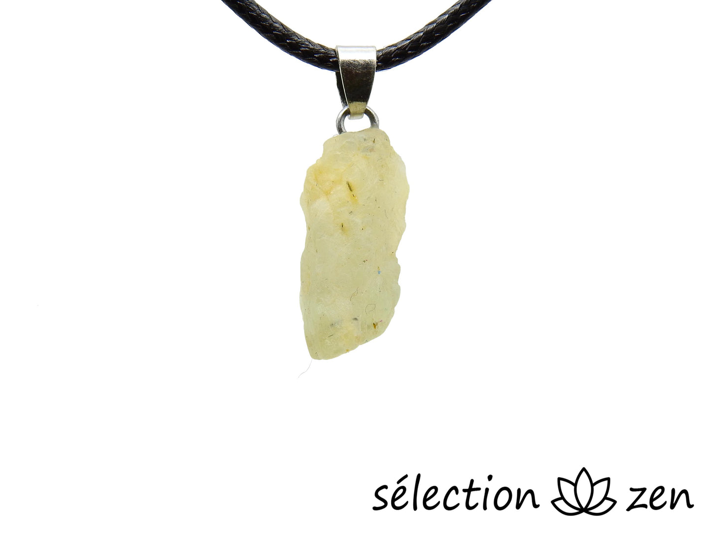 selection-zen collier avec pendentif prehnite minerai brut