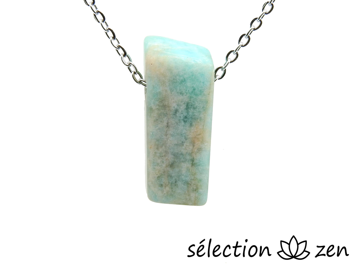 amazonite collier pierre sur chaîne argentée selection zen