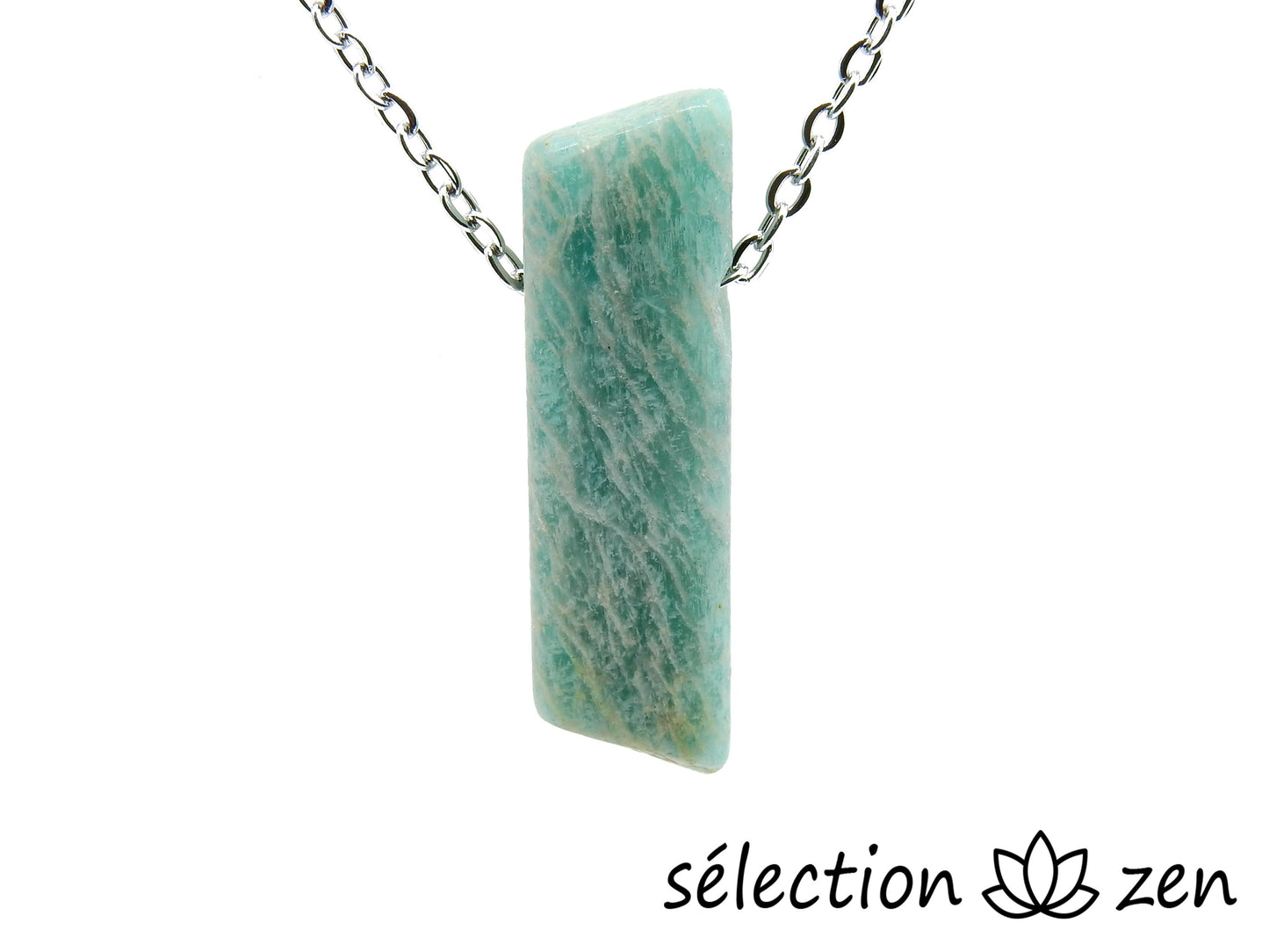 selection-zen amazonite collier pierre sur chaine argentée