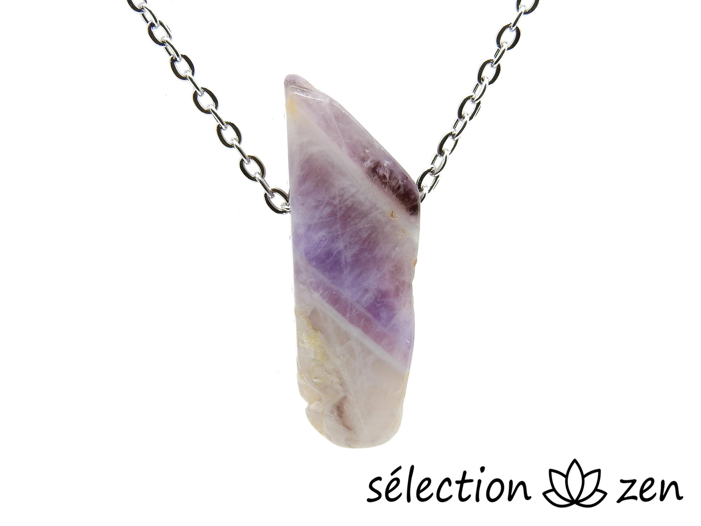 selection zen améthyste collier pierre sur chaine argentée
