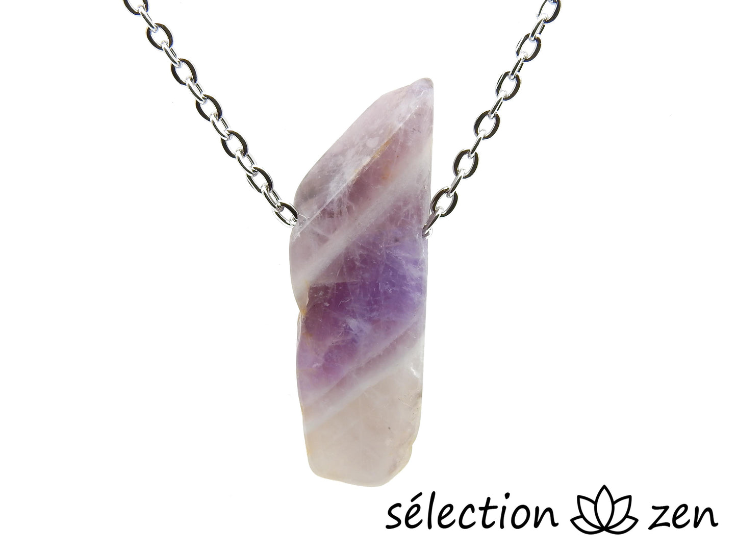 collier pierre sur chaîne argentée améthyste selection-zen