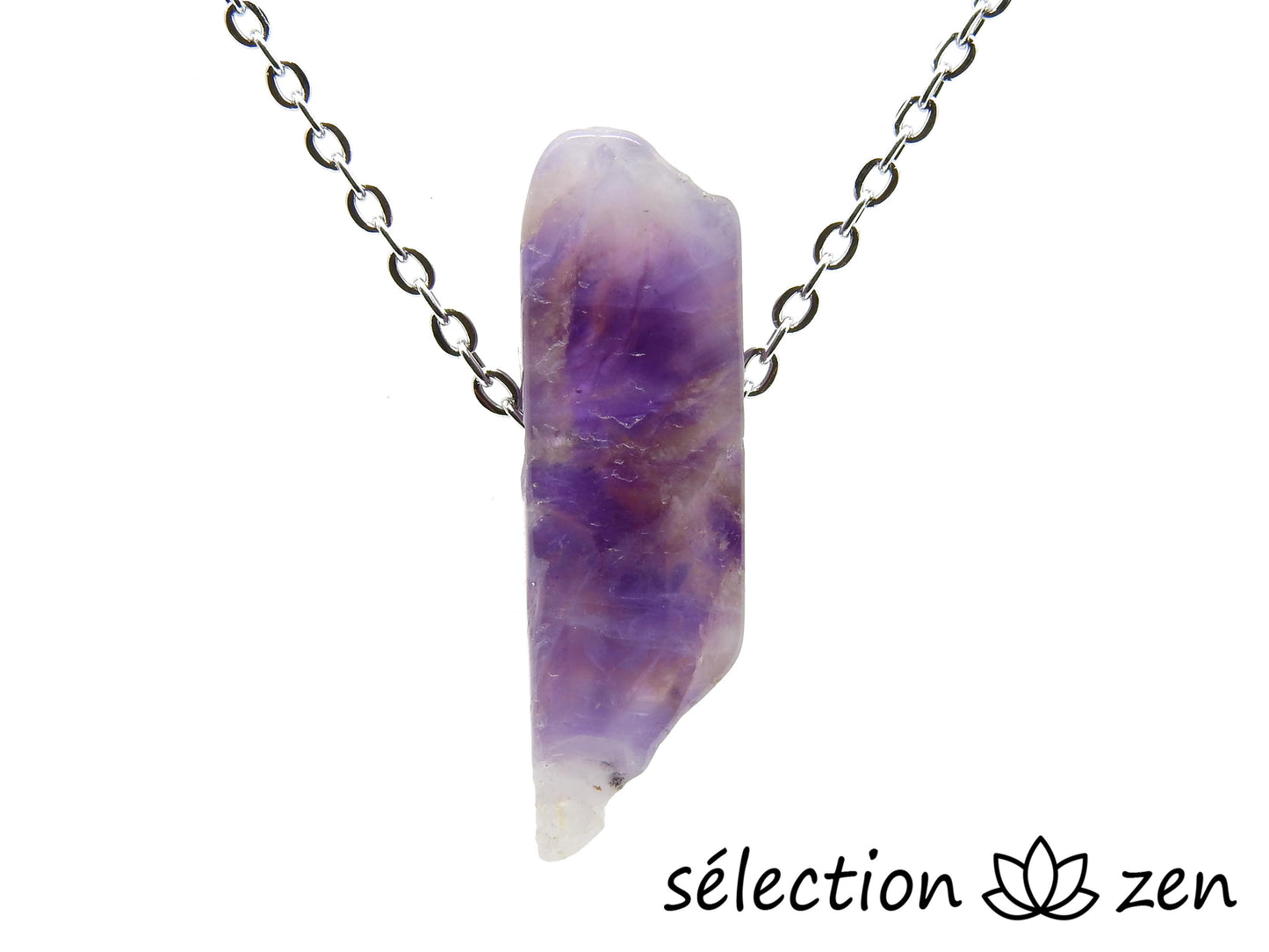 selection zen collier pierre sur chaîne argentée améthyste