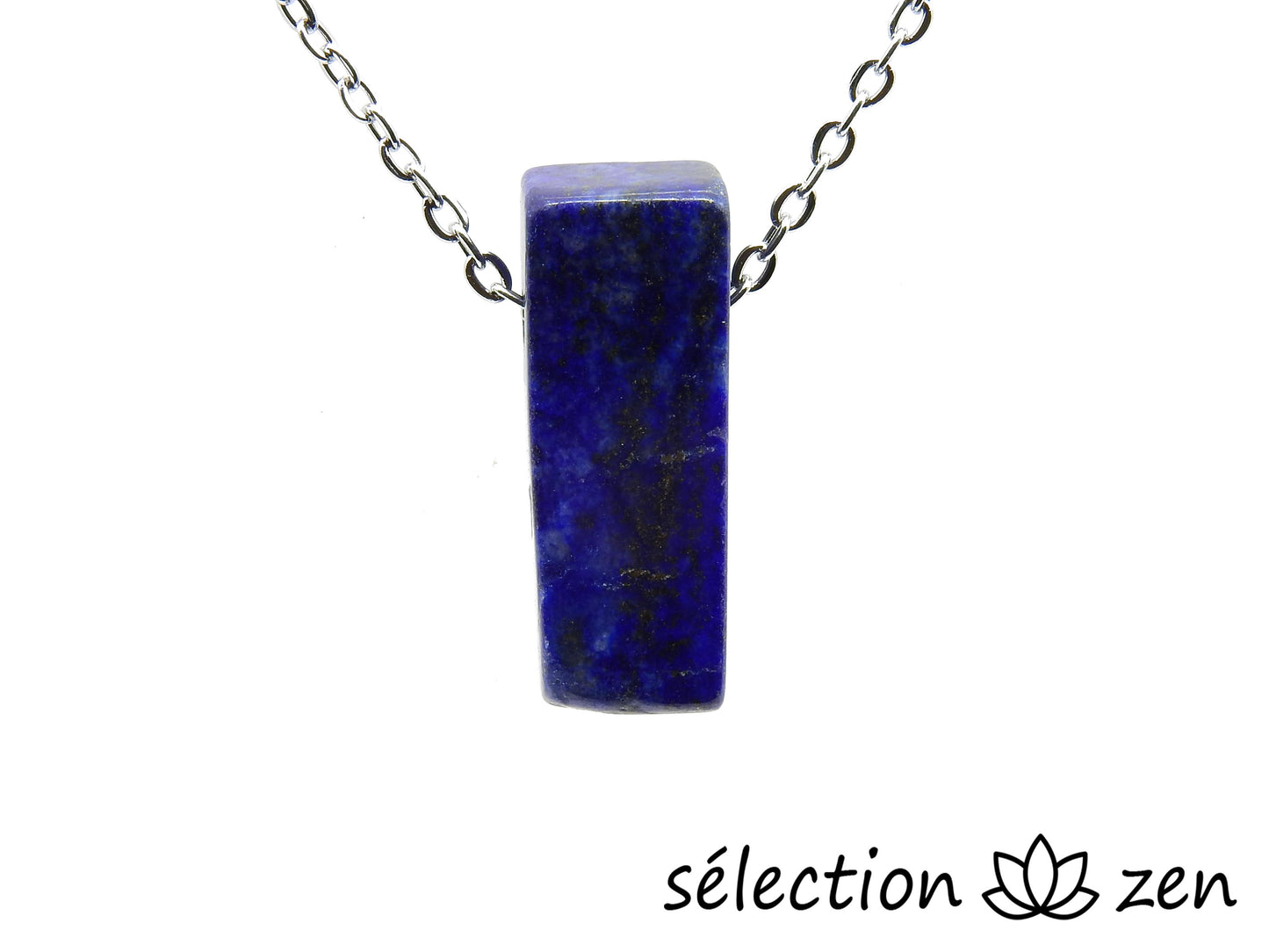 selection zen collier lapis lazuli pierre sur chaîne argentée