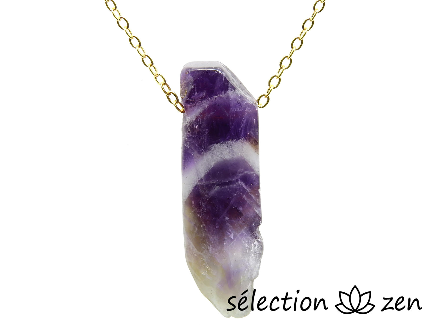 collier pierre sur chaîne dorée améthyste selection-zen