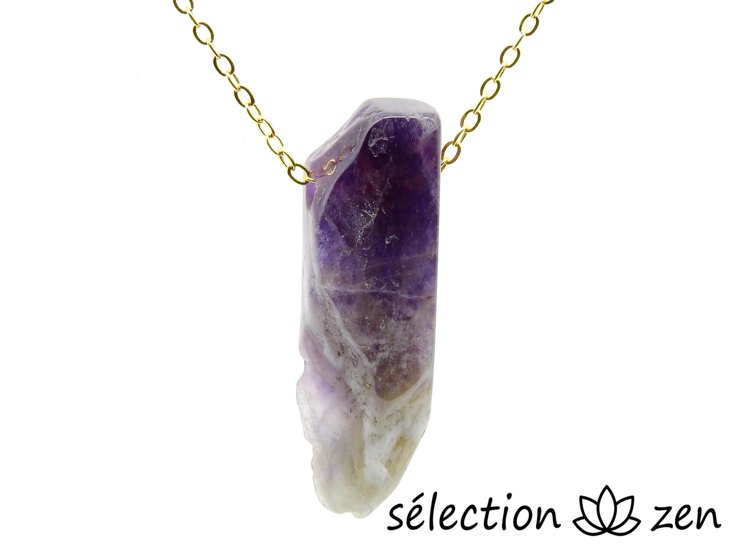 selection zen collier améthyste pierre sur chaîne dorée