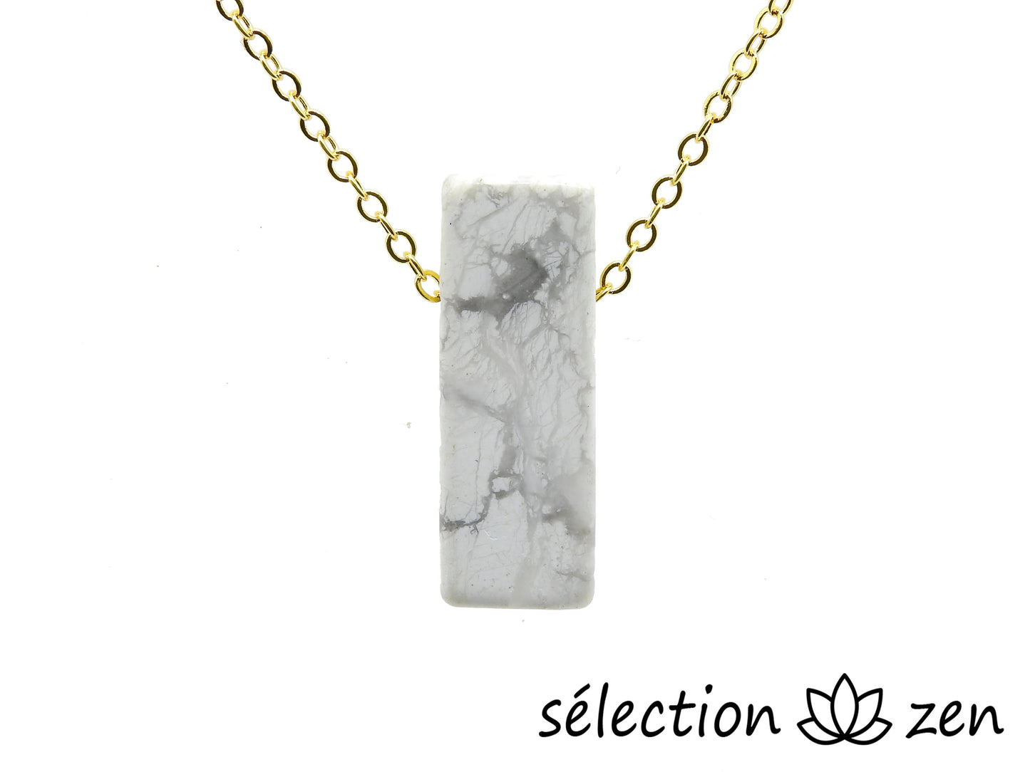 collier pierre sur chaine dorée howlite blanche selection-zen