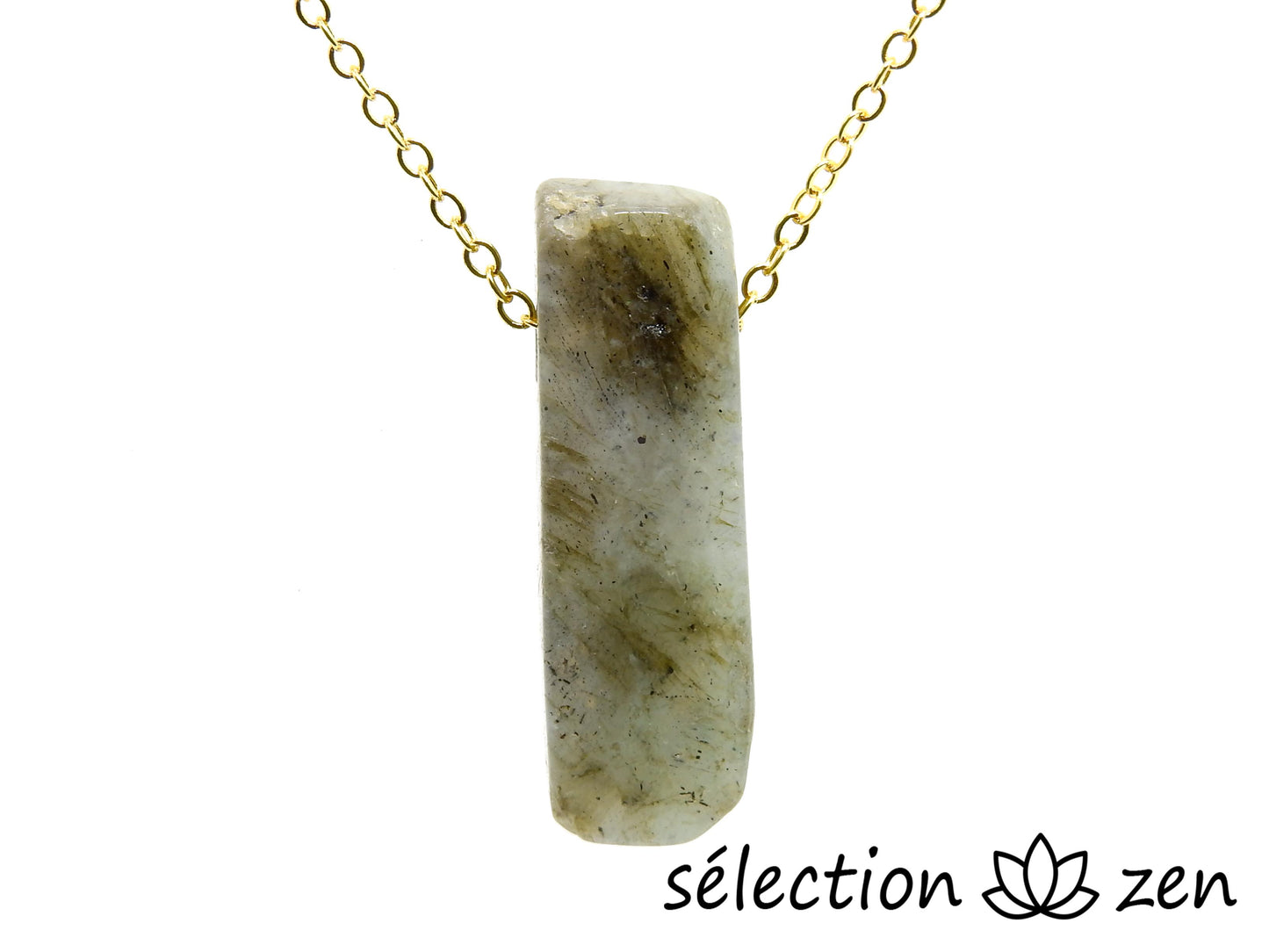 collier labradorite pierre sur chaîne dorée selection-zen