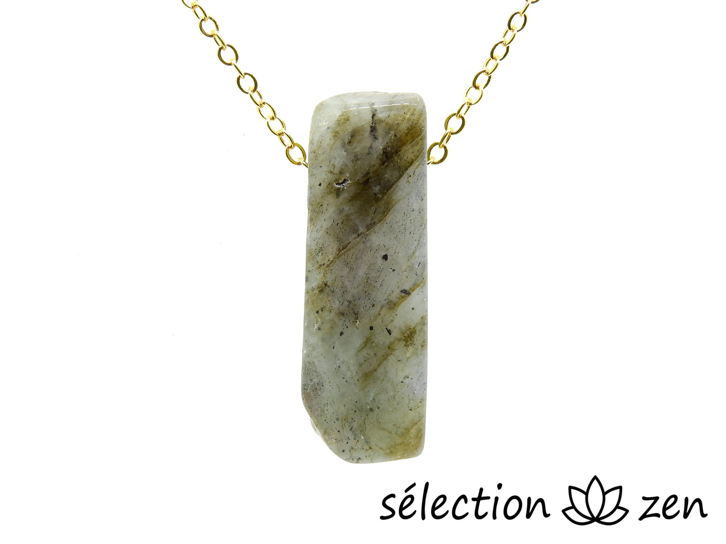 selection zen collier pierre sur chaîne dorée labradorite