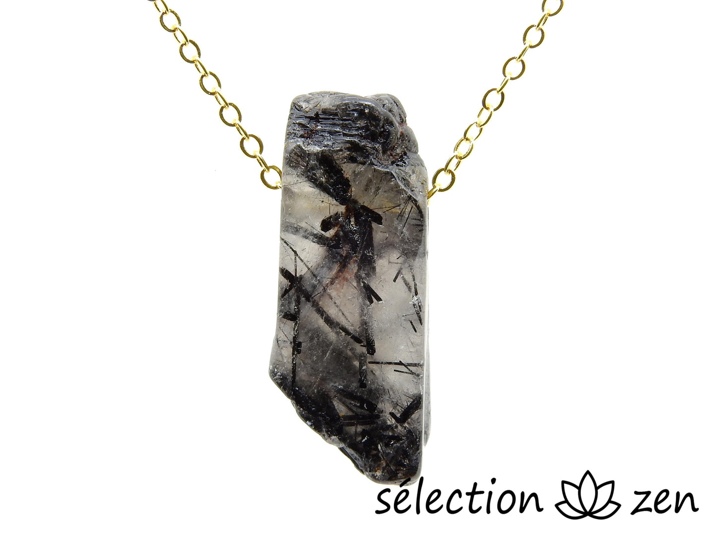 collier pierre sur chaîne dorée quartz tourmaline selection-zen