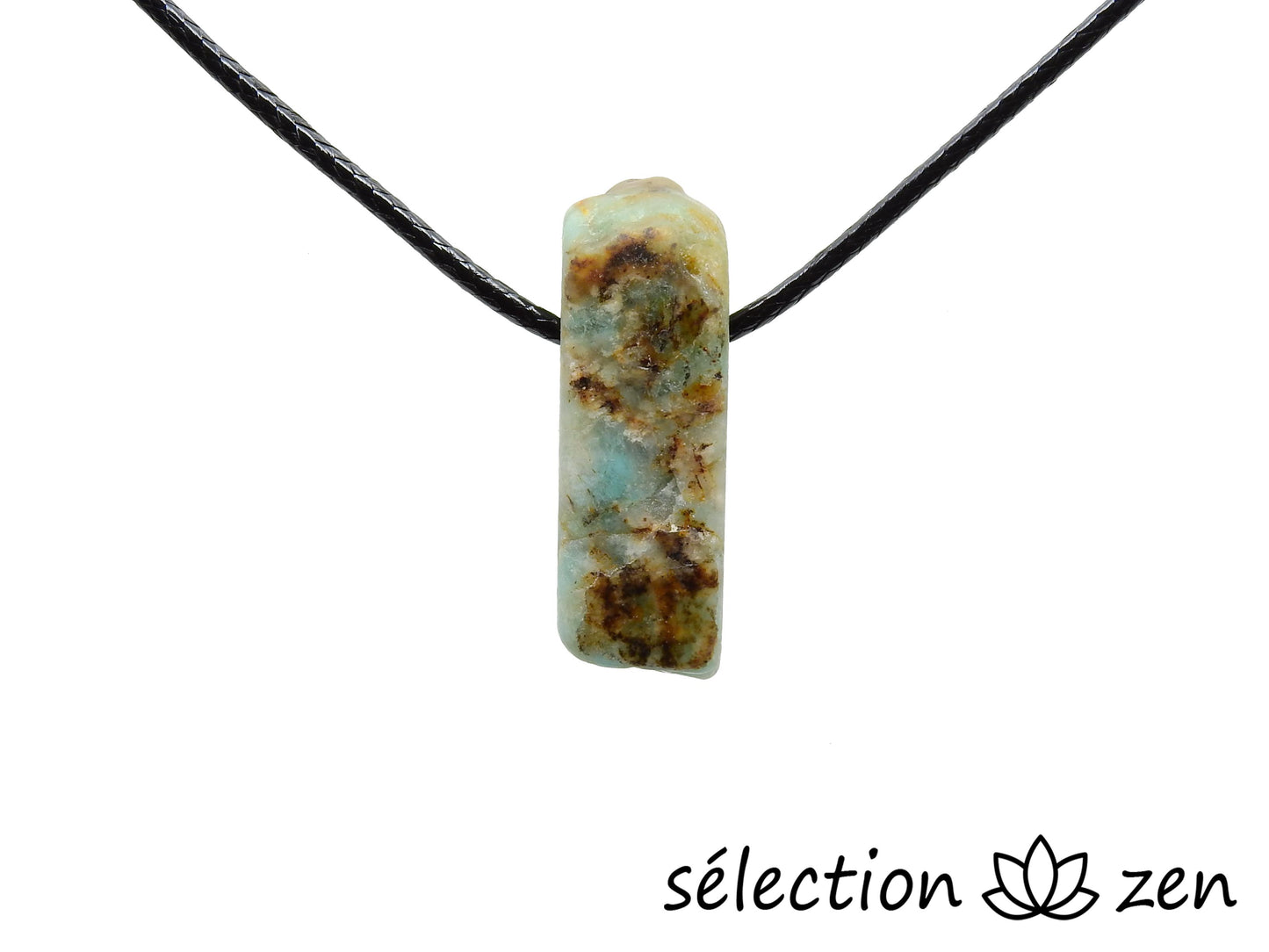 amazonite collier pierre sur cordon selection zen