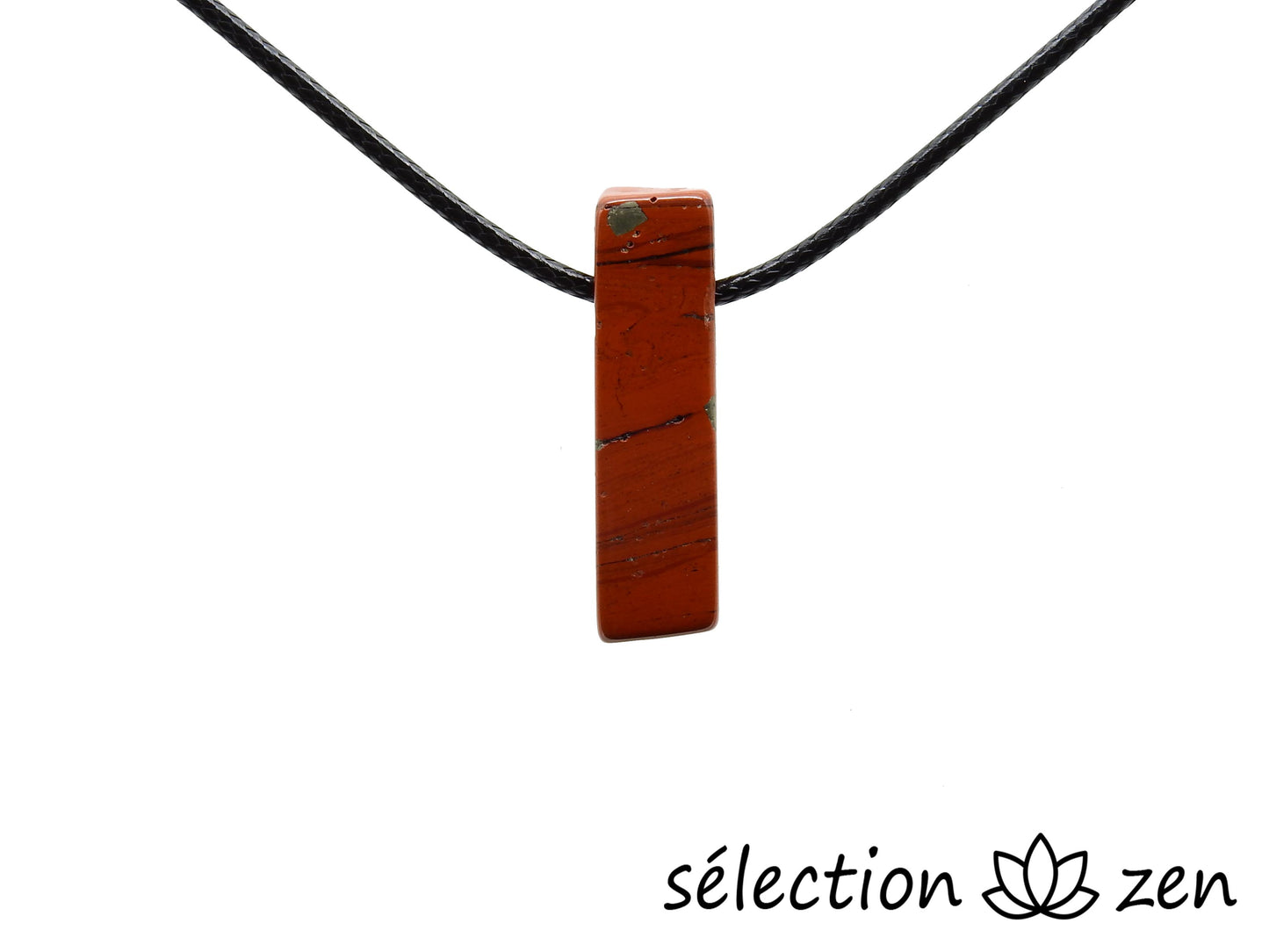 selection zen collier jaspe rouge pierre sur cordon