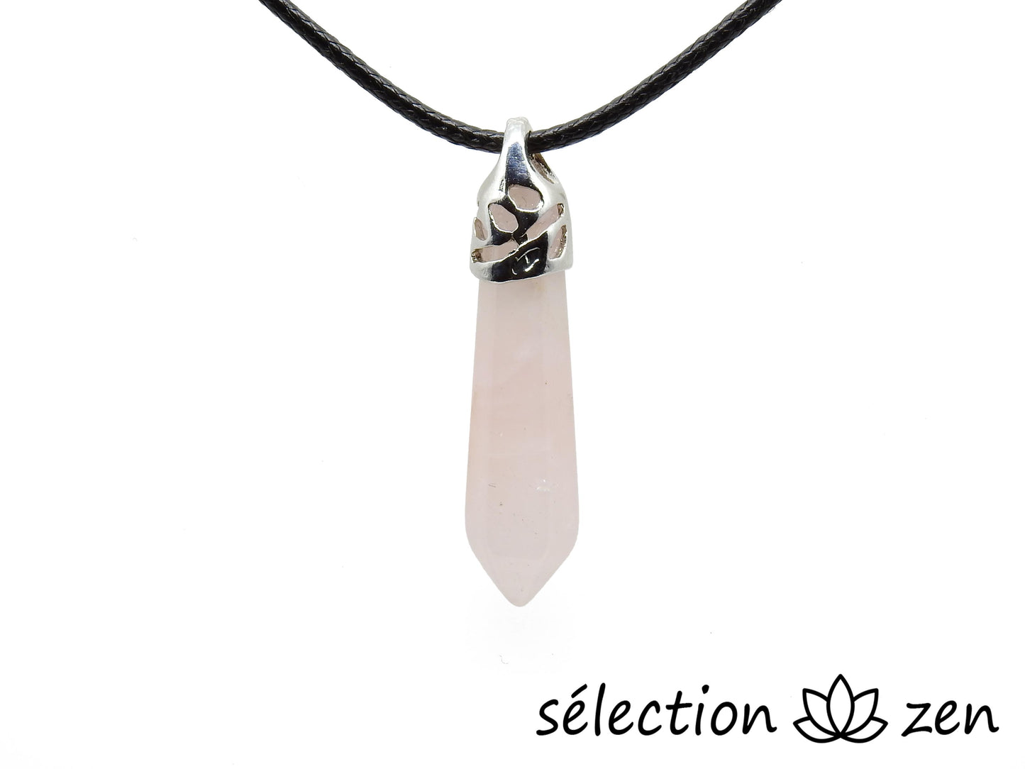 collier pointe longue quartz rose selection-zen