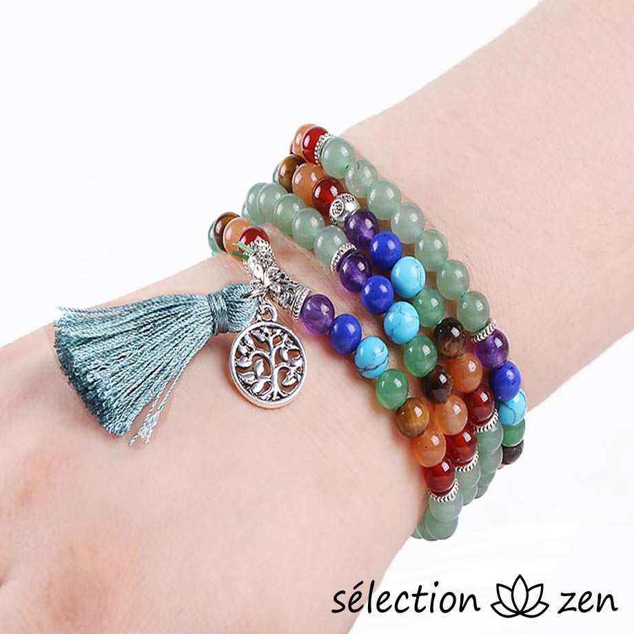 selection-zen mala aventurine 7 chakras 6mm arbre de vie