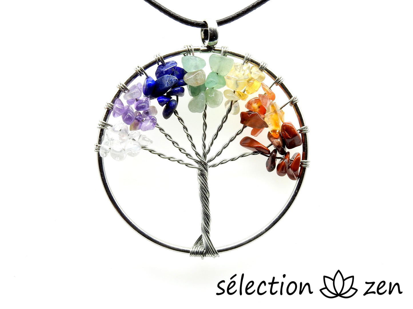 pendentif arbre de vie 7 chakras 5cm grand modèle selection-zen