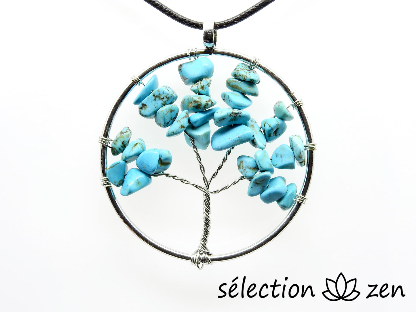 pendentif arbre de vie howlite turquoise 5cm grand modèle selection-zen