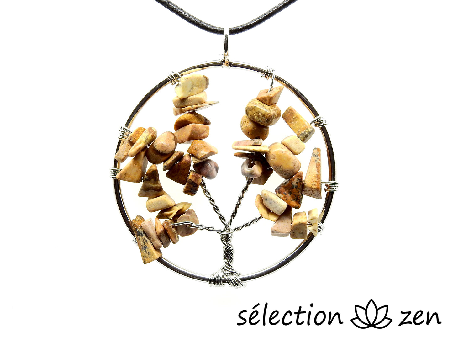 pendentif arbre de vie jaspe paysage 5cm grand modèle selection-zen