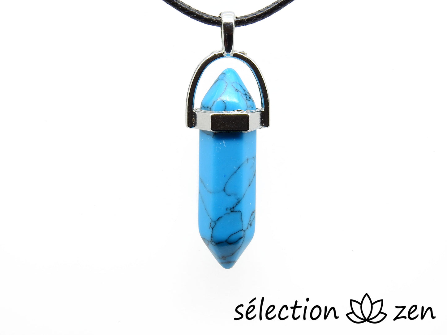 pendentif argenté double pointe howlite bleue selection-zen