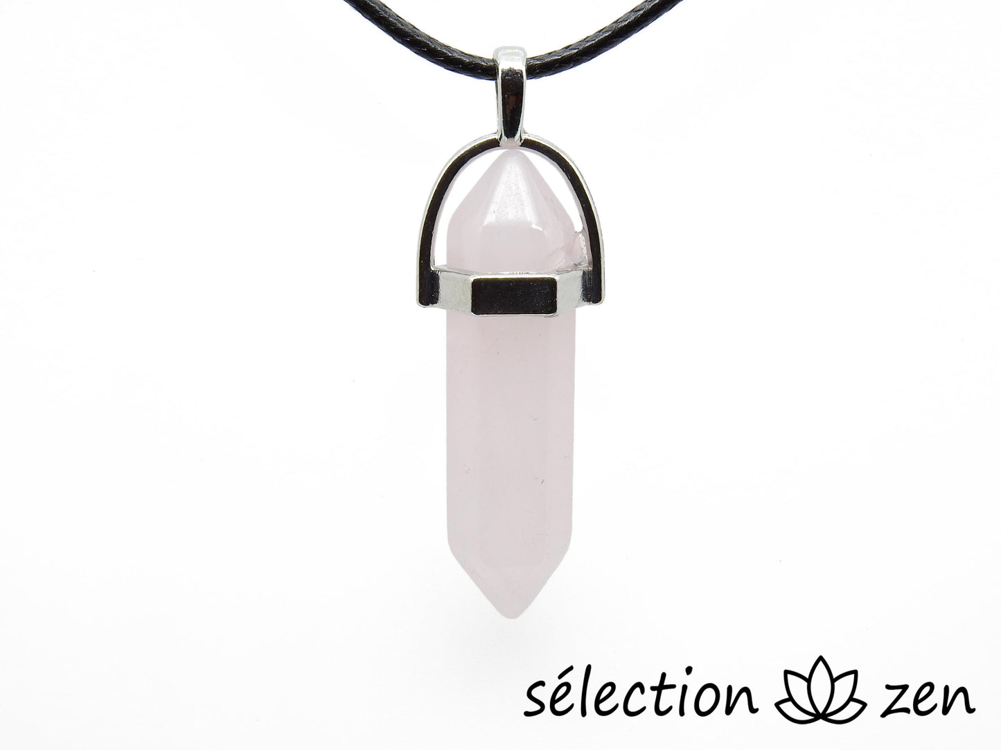 pendentif argenté quartz rose double pointe selection-zen