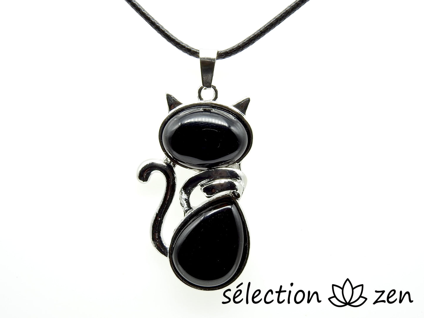 pendentif agate noire chat selection-zen