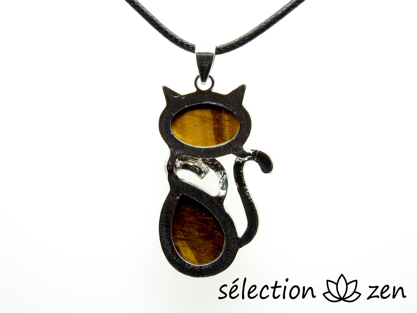 selection zen pendentif chat œil de tigre jaune