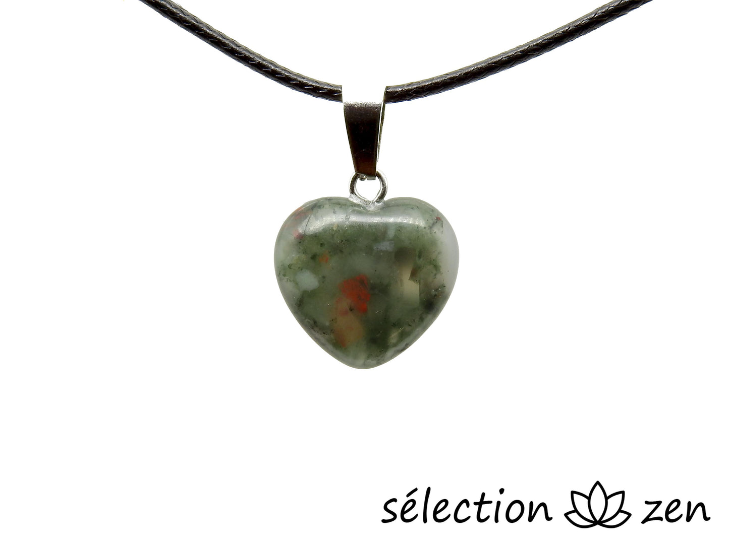 selection zen pendentif cœur 1.5cm jaspe sanguin
