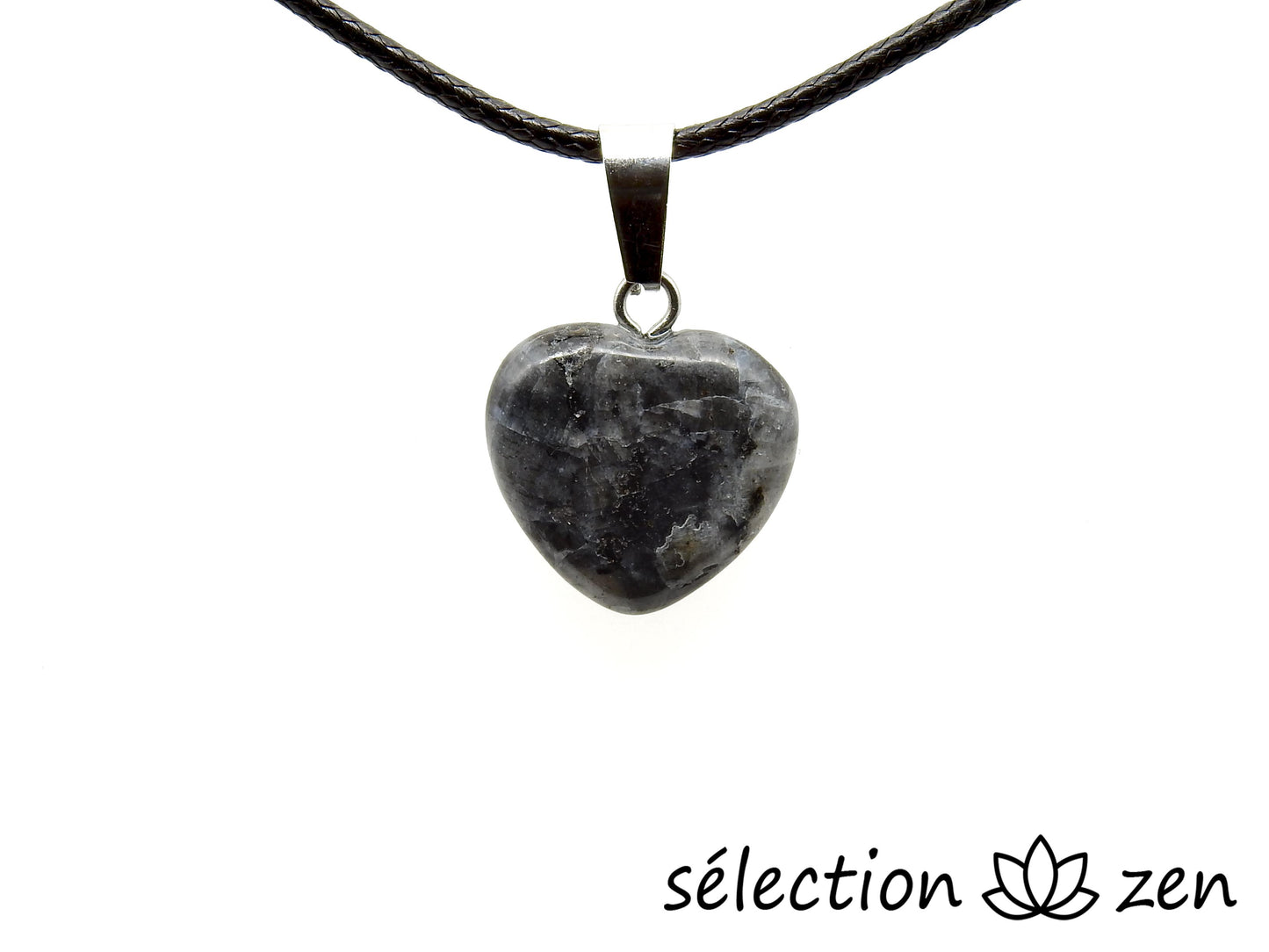 selection zen pendentif cœur 1.5cm larvikite