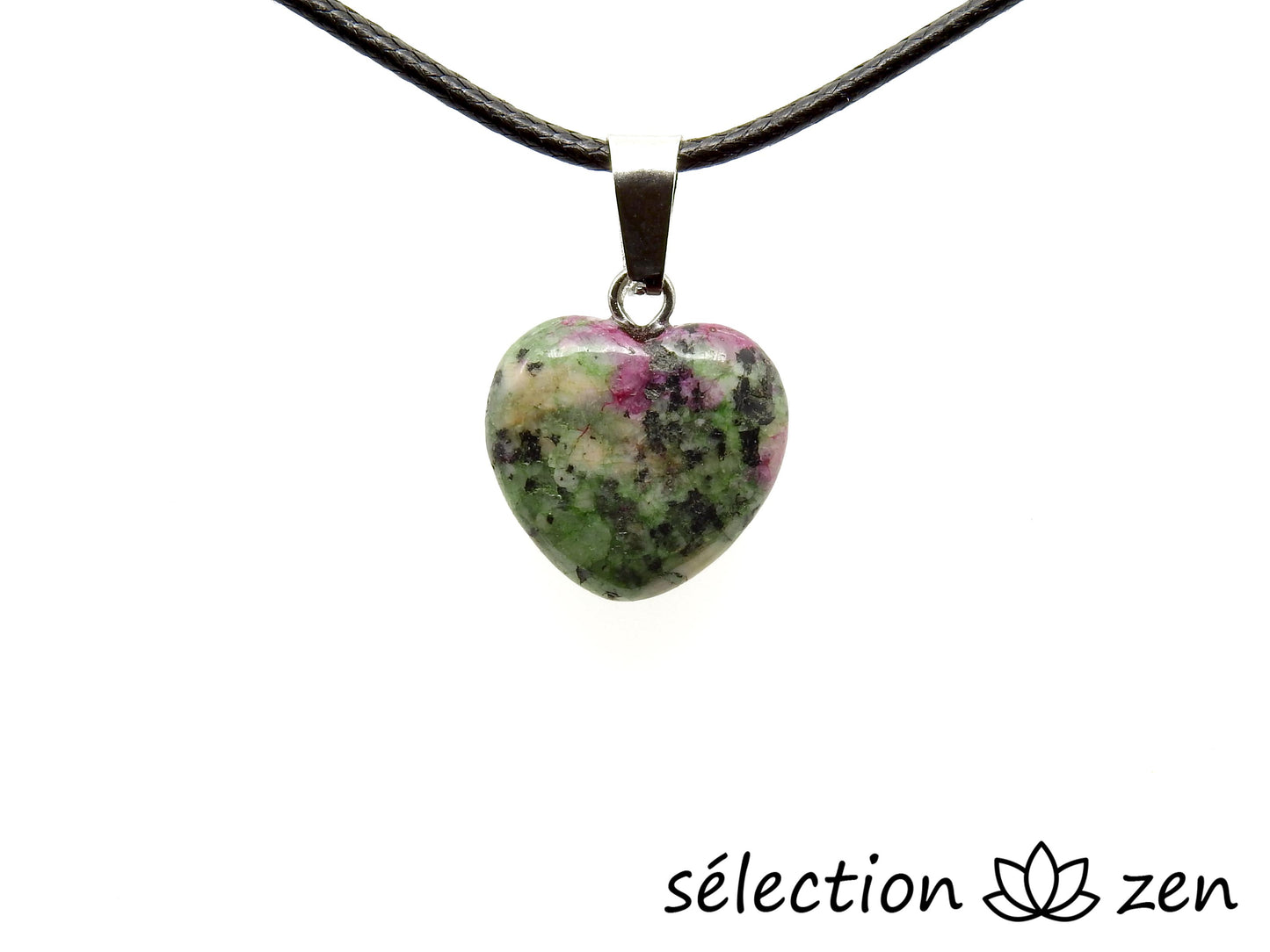 selection zen pendentif cœur 1.5cm rubis zoisite