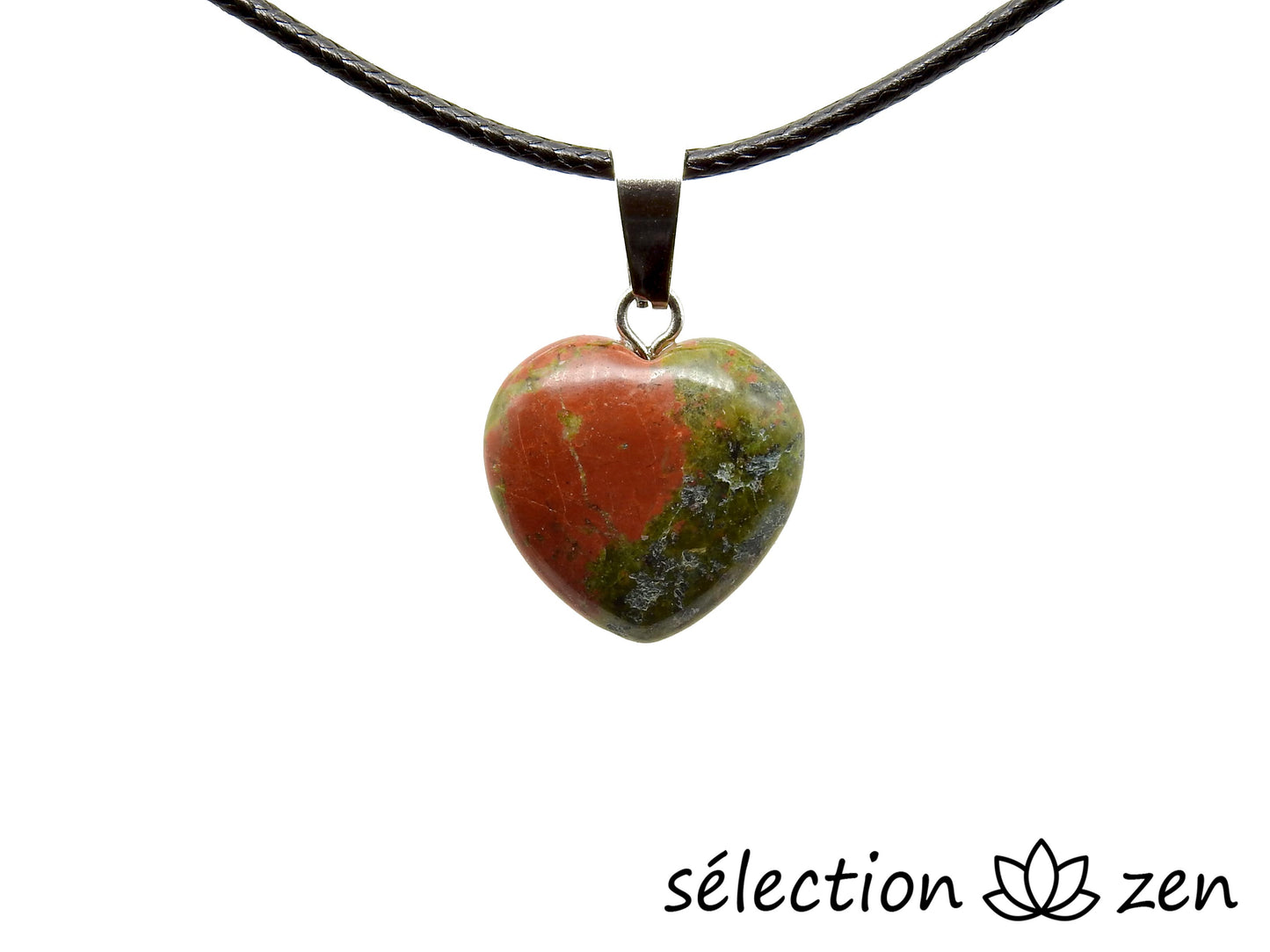 selection zen pendentif cœur 1.5cm unakite