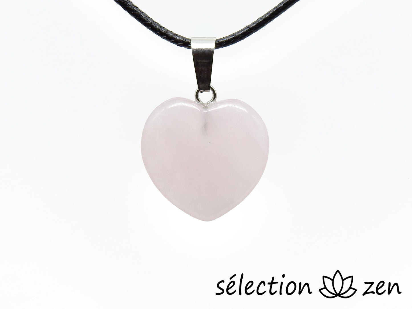 pendentif coeur 2cm quartz rose selection zen