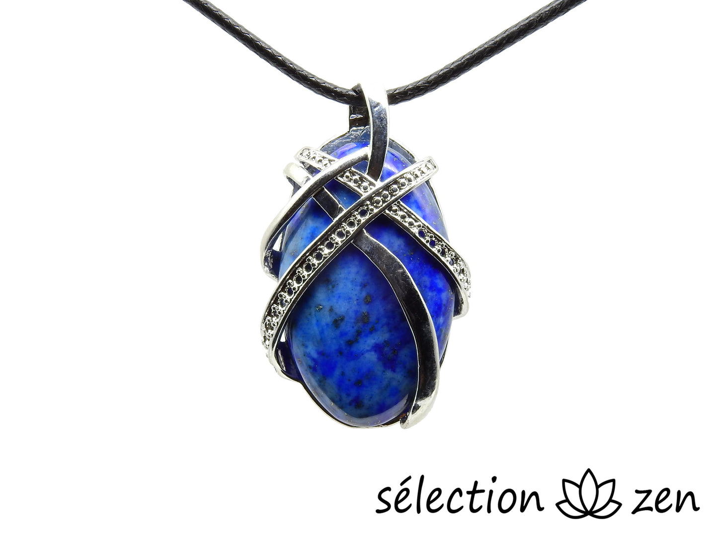 lapis lazuli pendentif ovale croisé selection zen