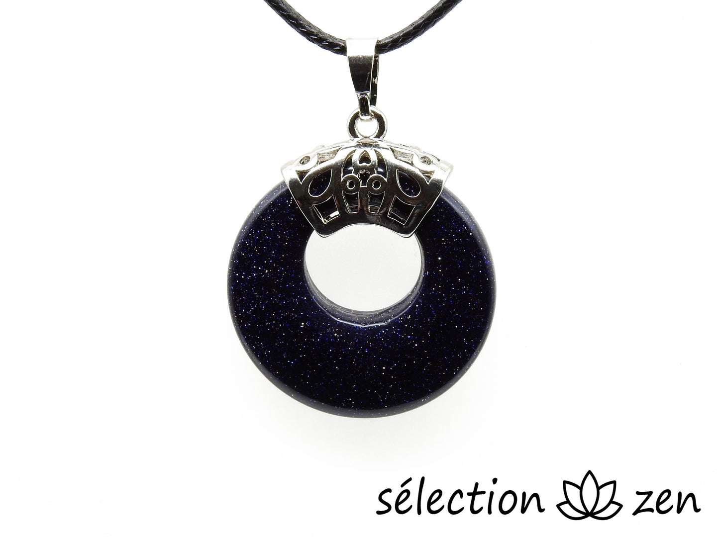 pendentif donut 2,8cm pierre de sable bleu selection zen