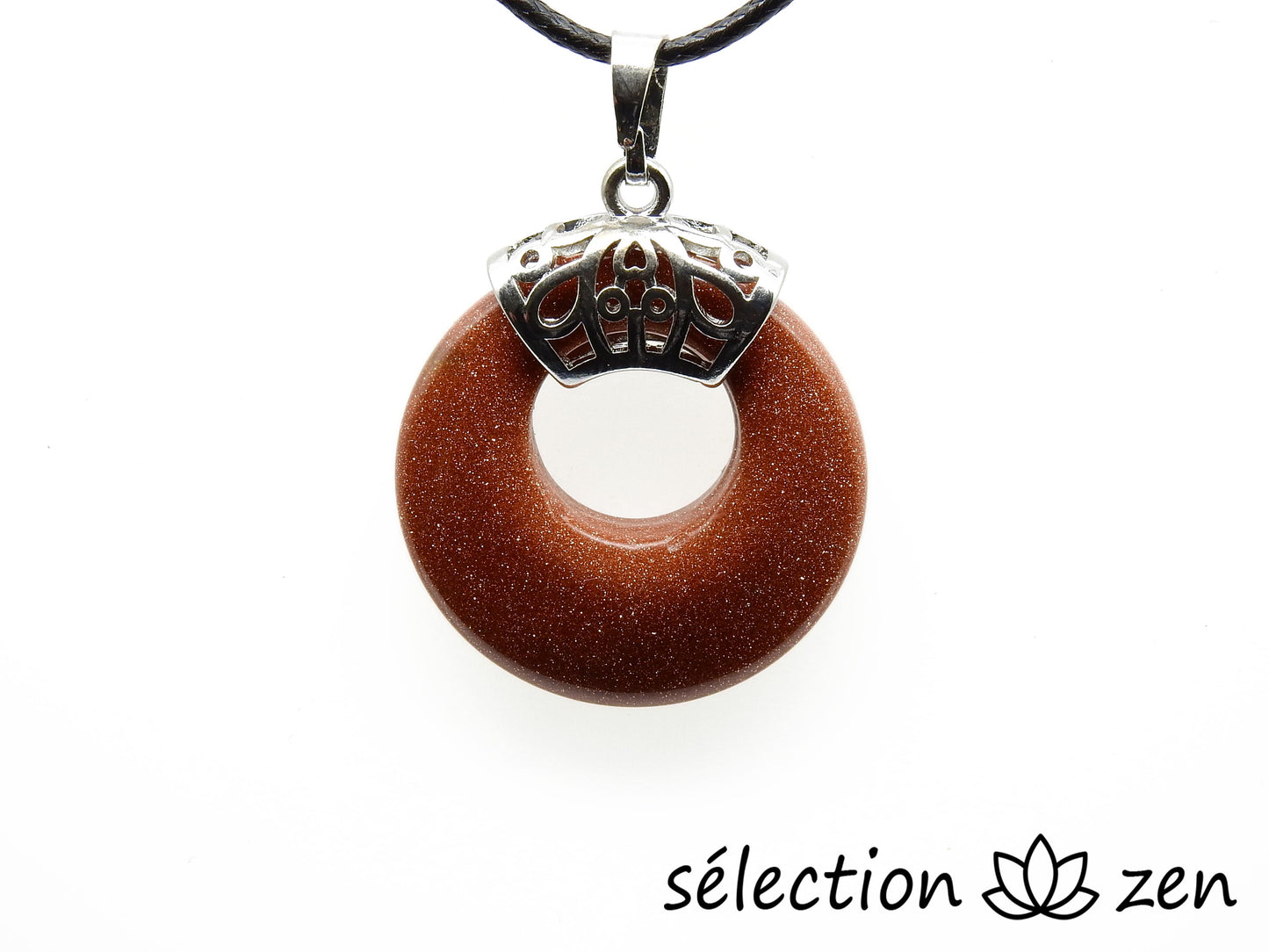 pendentif donut 2,8cm pierre se sable marron selection zen