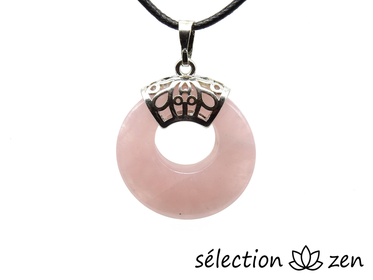 pendentif donut 2,8cm quartz rose selection-zen