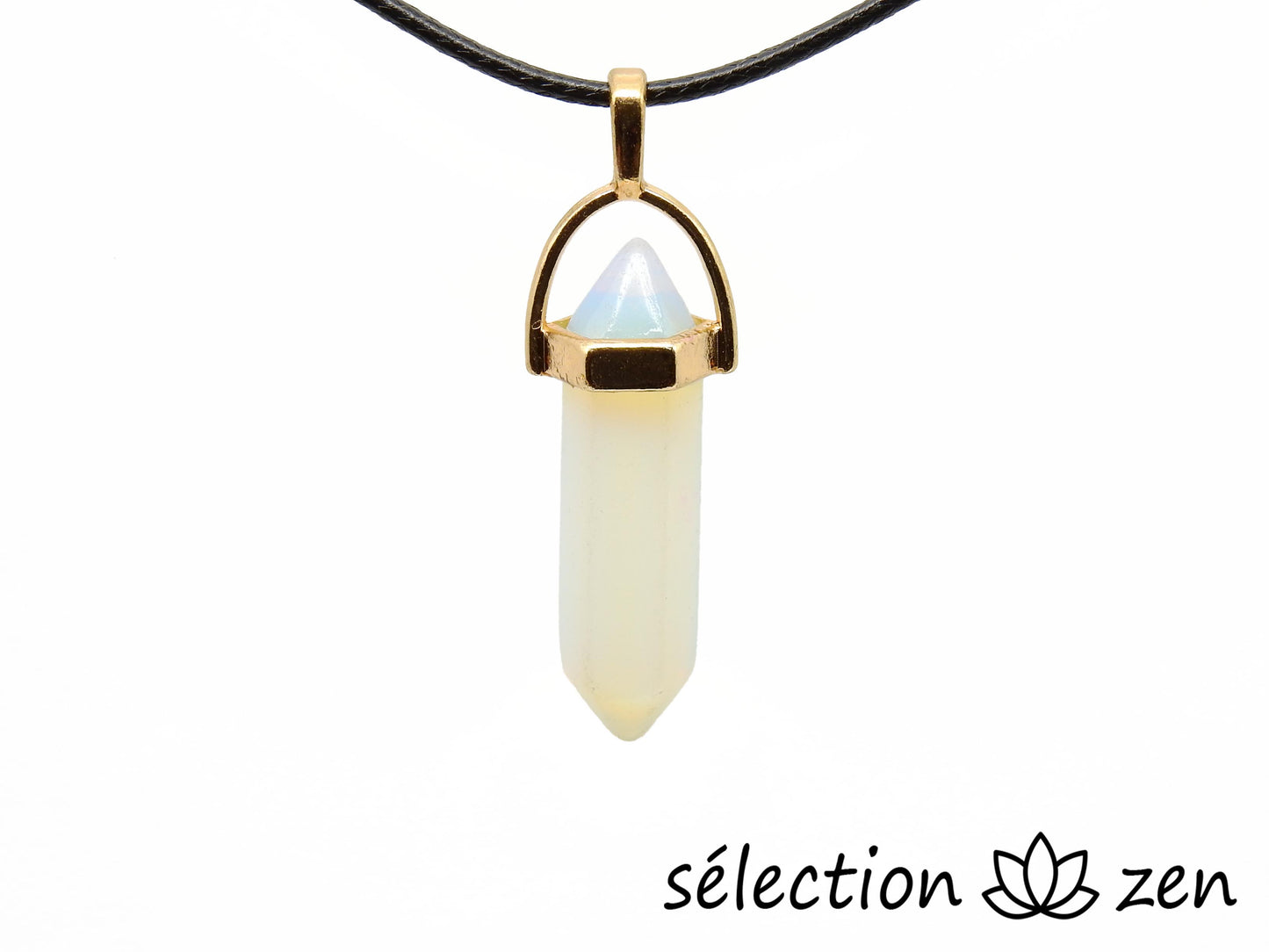 selection zen pendentif doré double pointe opalite