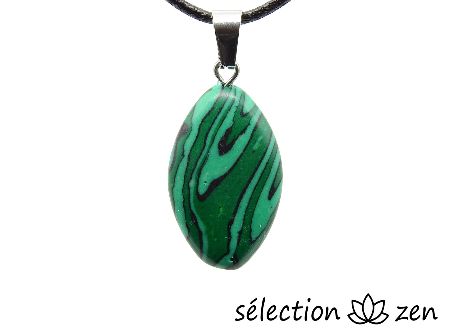 selection zen pendentif ellipse malachite