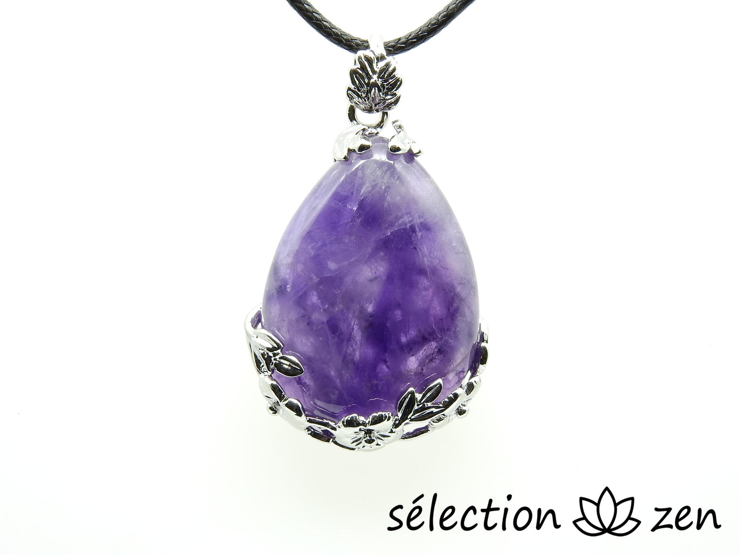 pendentif goutte fleurs améthyste selection-zen
