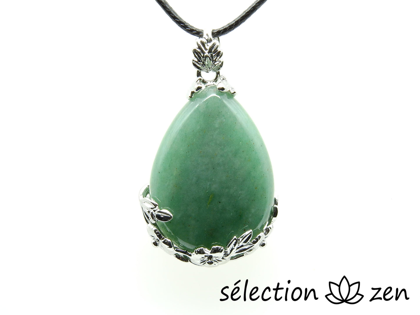 aventurine pendentif goutte fleurs selection-zen