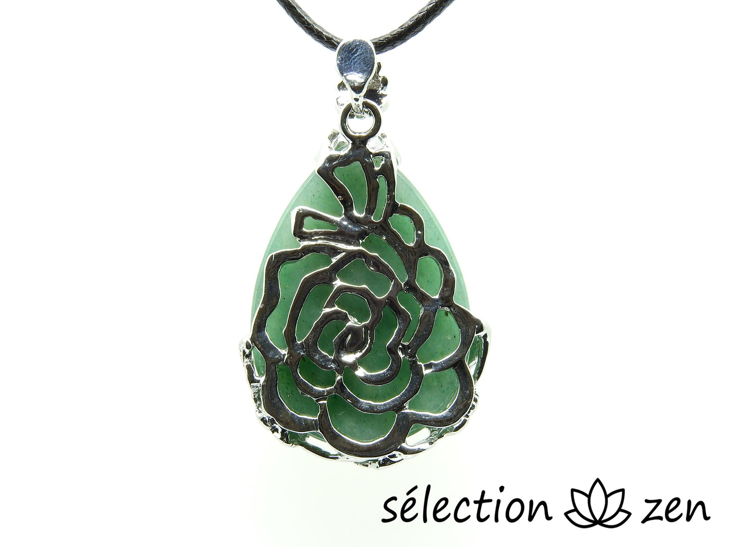 selection zen pendentif goutte fleurs aventurine