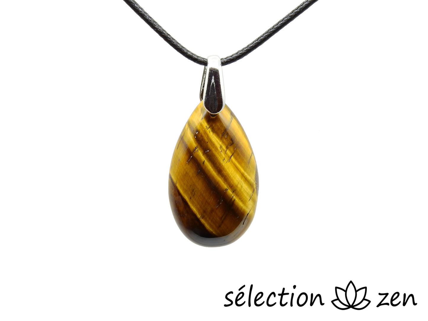 pendentif goutte 3.5cm œil de tigre jaune selection-zen