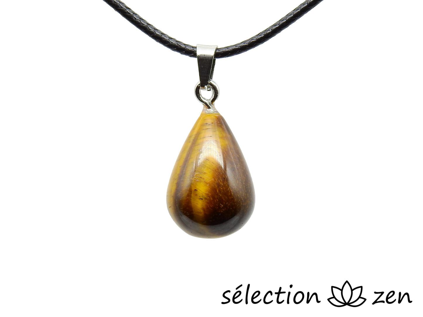 pendentif goutte d'eau œil de tigre jaune selection-zen