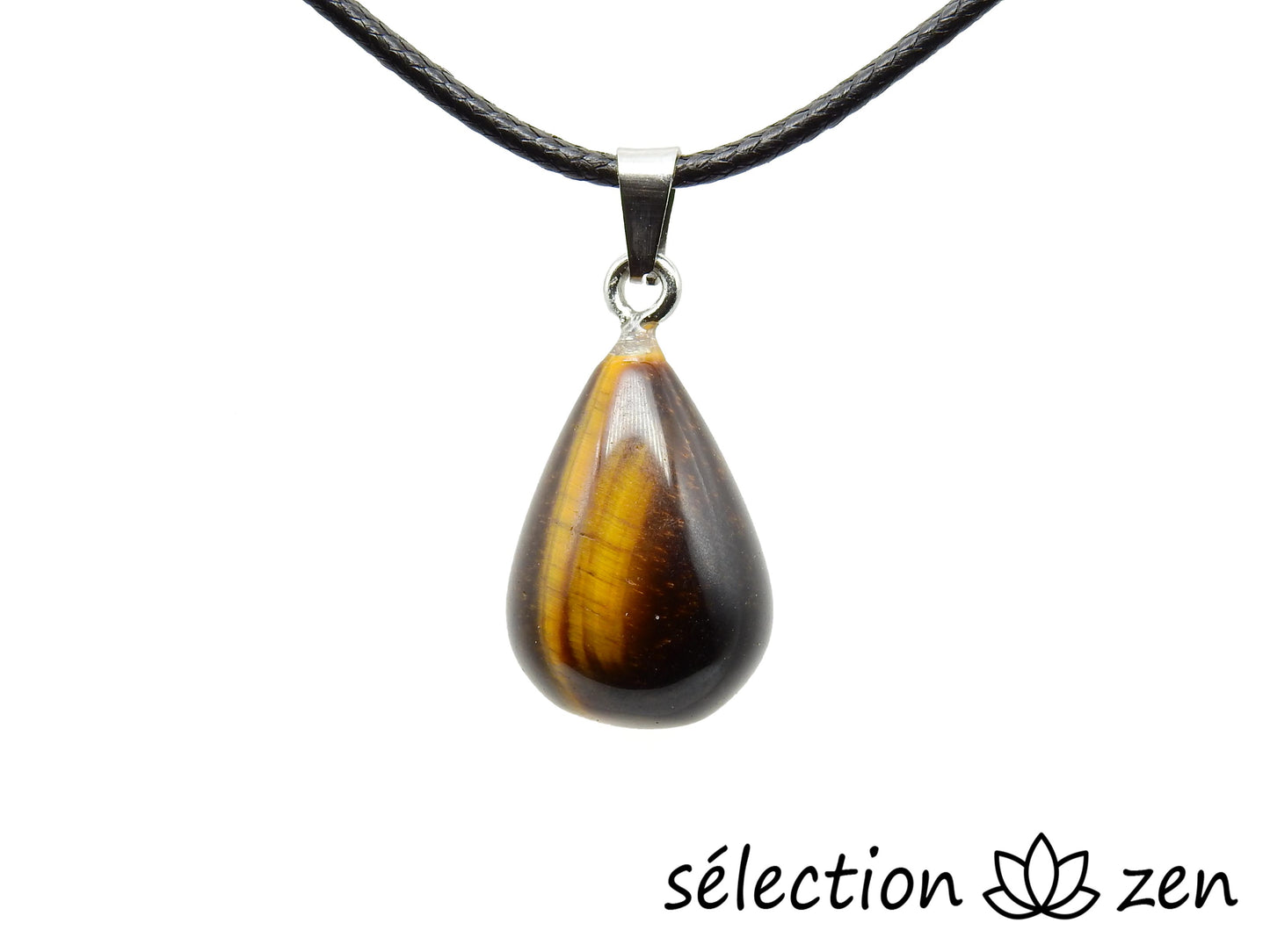 pendentif goutte d'eau œil de tigre jaune selection-zen