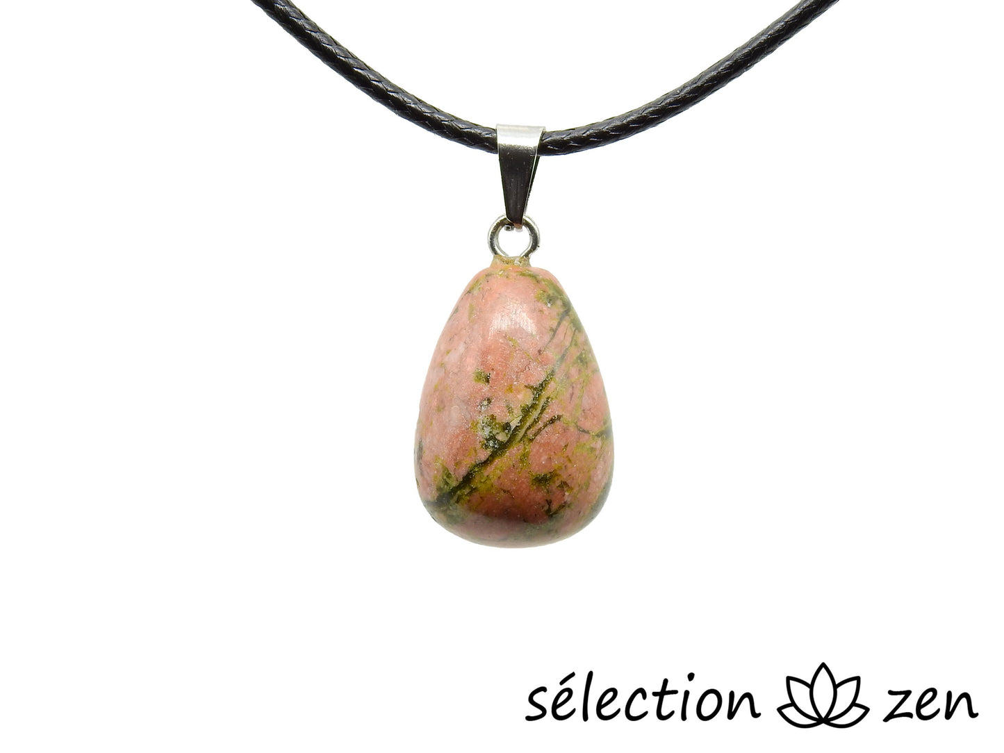 selection zen pendentif goutte d'eau unakite